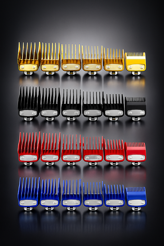 Kit Complet de Sabots de Tondeuse Universels – 8 Tailles, Colorés et Premium pour Barbier Professionnel